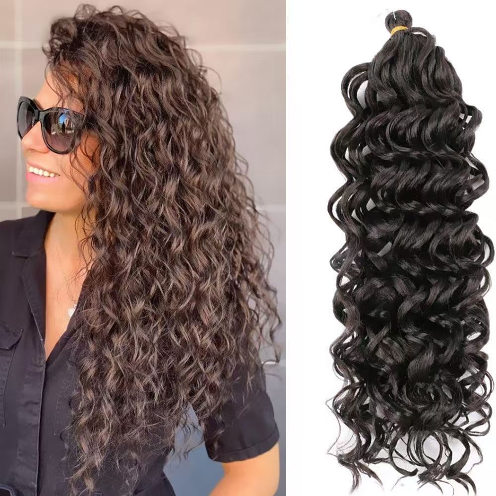 Wig Latin American curly wig big curly Hawaiian curly crochet braided fluffy gradient color hair extension water ripple wave curlBrown black