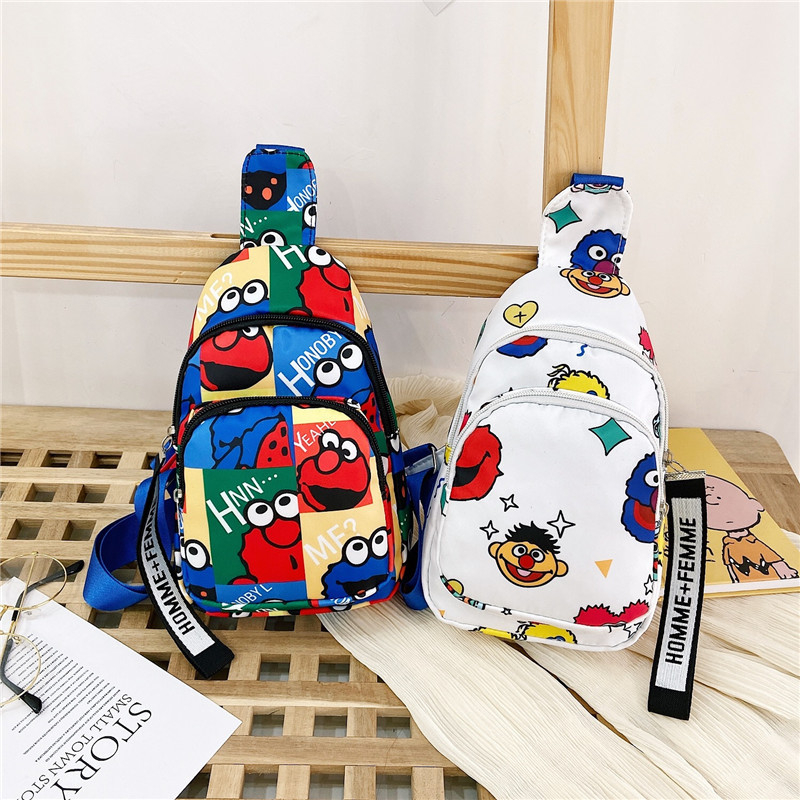 QBD0302 Boy's Leisure Cartoon Print Chest Bag Adjustable Shoulder Strap Small Backpack
