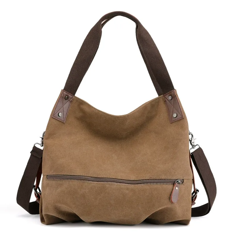 Women Solid Color Canvas Shoulder Bag Casual Handbag Crossbody Messenger Bag Fashion Versatile Ladies Daily Single Shoulder Bag