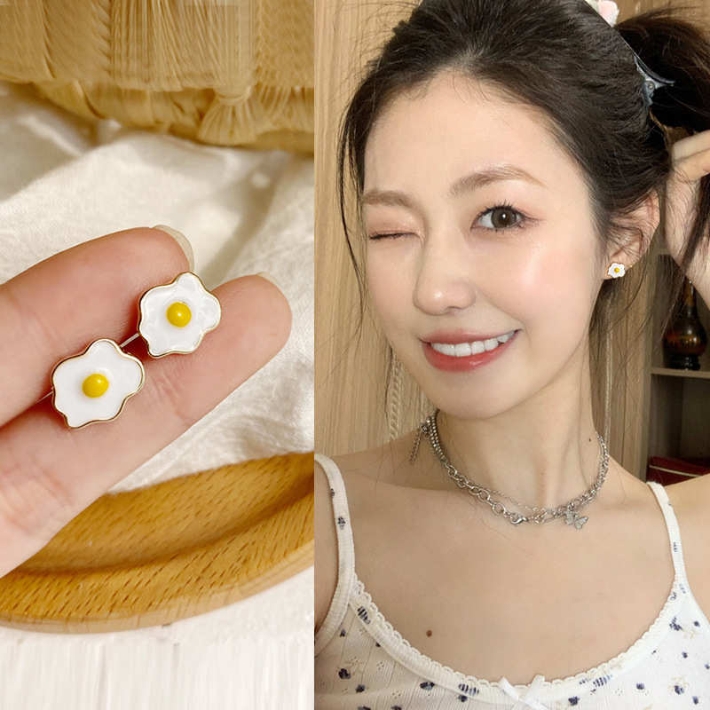 Women Simple and Cute Poached Egg Earrings Jewelry Gift