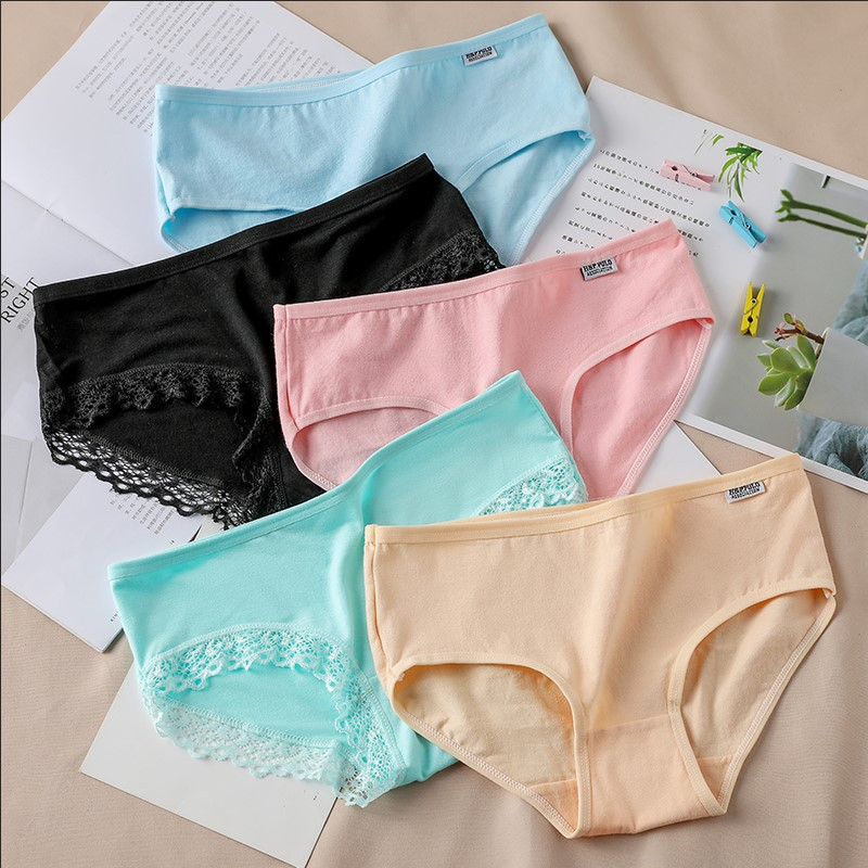 1/11Pcs/set Ladies Underwear Knickers Women's low waist lace Lingerie Solid Color Briefs Panties for 50-63kg