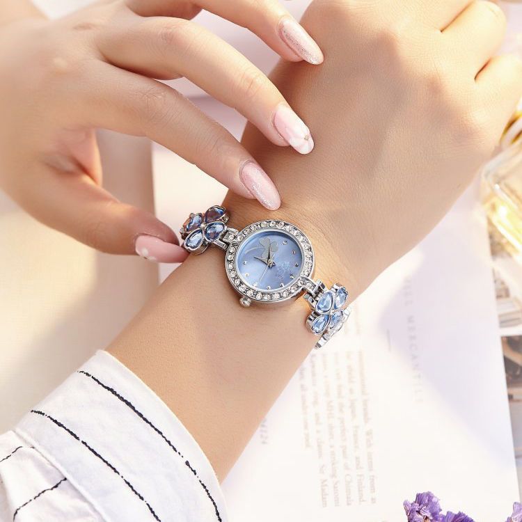 Seiko Watch Blue Translucent Gemstone Elegant Temperament Small And Exquisite Girls Bracelet Bracelet Watch