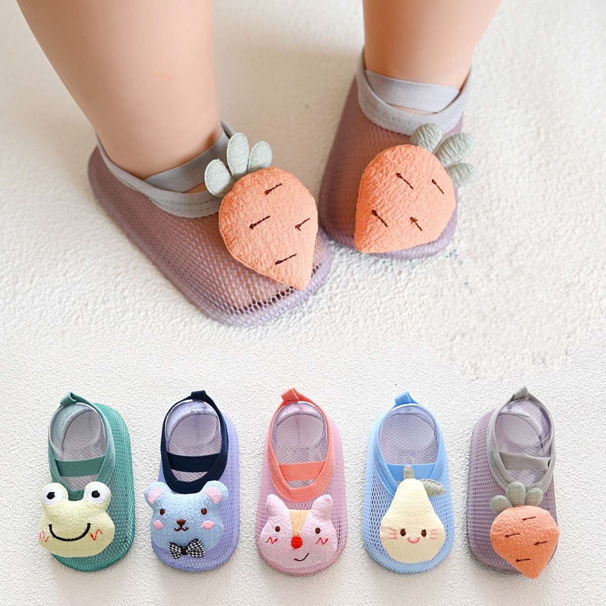 DX62 Low Cut Socks Toddler Baby Boys Girls Non Slip Summer Breathable First Walk Prewalker Floor Soft Socks Shoes