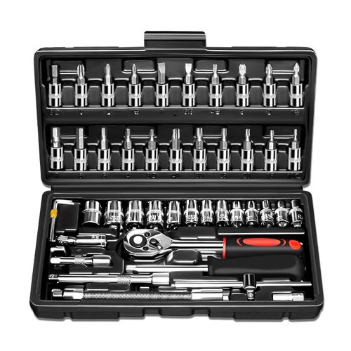 Mythco 46Pcs Socket Wrench Set - Auto Repair Tool Kit Black
