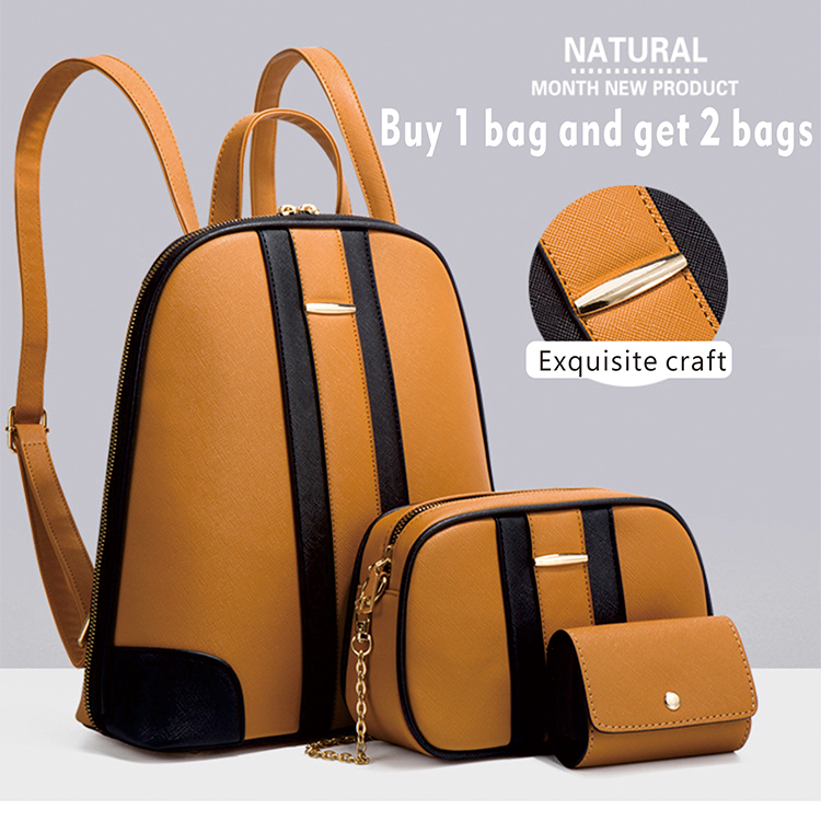 PU Female Bag New Fashion Backpack Trend Simple One Shoulder Messenger Bag Large Capacity Three-piece Mother And Daughter Bag