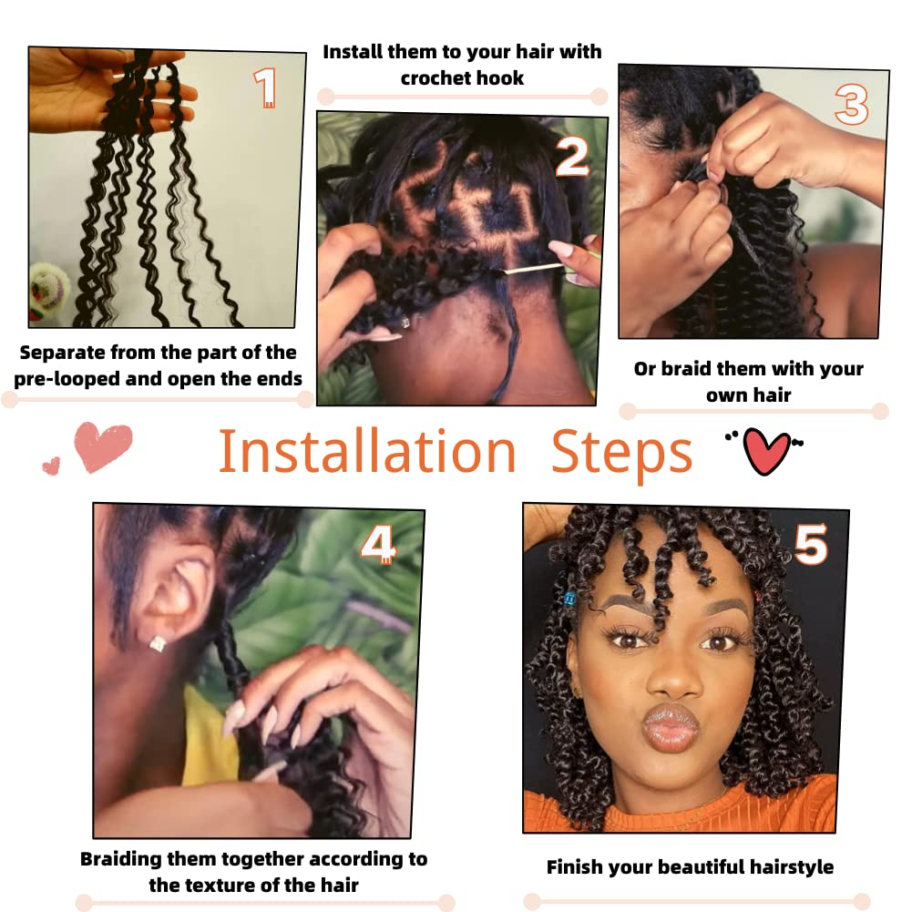 Short Passion Twist Hair 24 Inch Water Wave Crochet Hair for Black Women 1 Pack Bob Passion Twist Crochet Hair for Butterfly Locs Crochet Passion Twist Synthetic Curly Spring Twist Braiding Hair Extensions Ceajae 1B Natural Black 