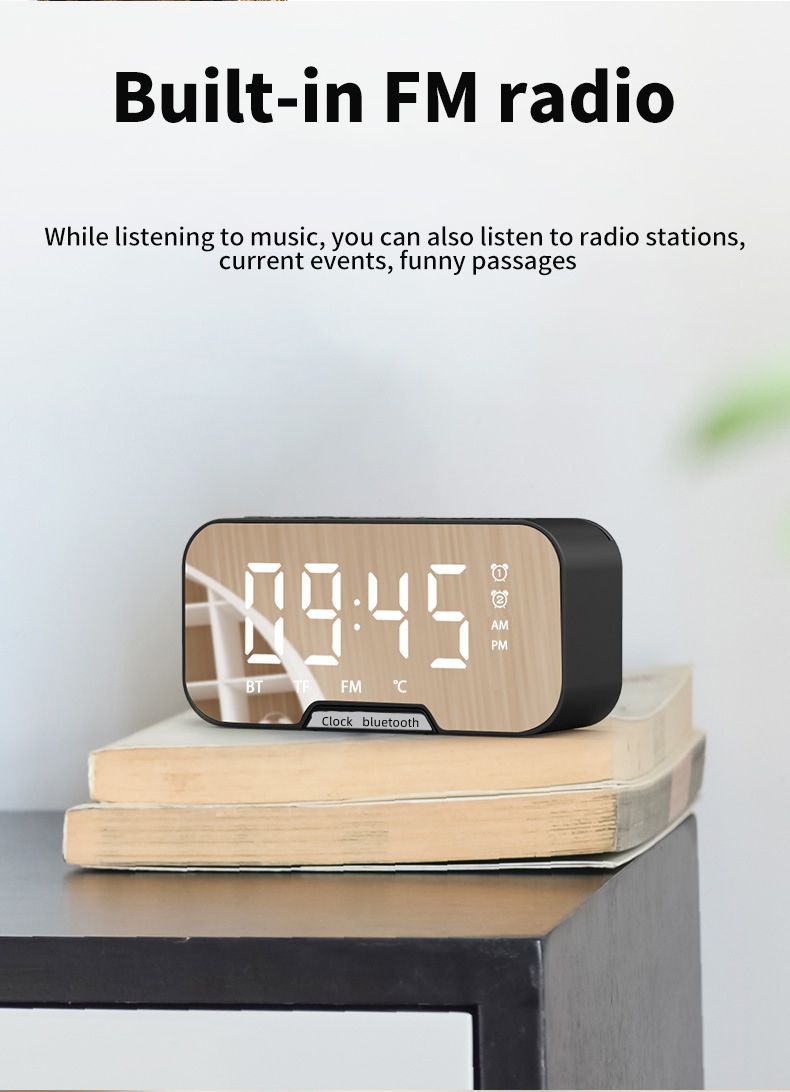 Digital  Alarm Clock Wireless Bluetooth 5.0 Speaker FM Radio