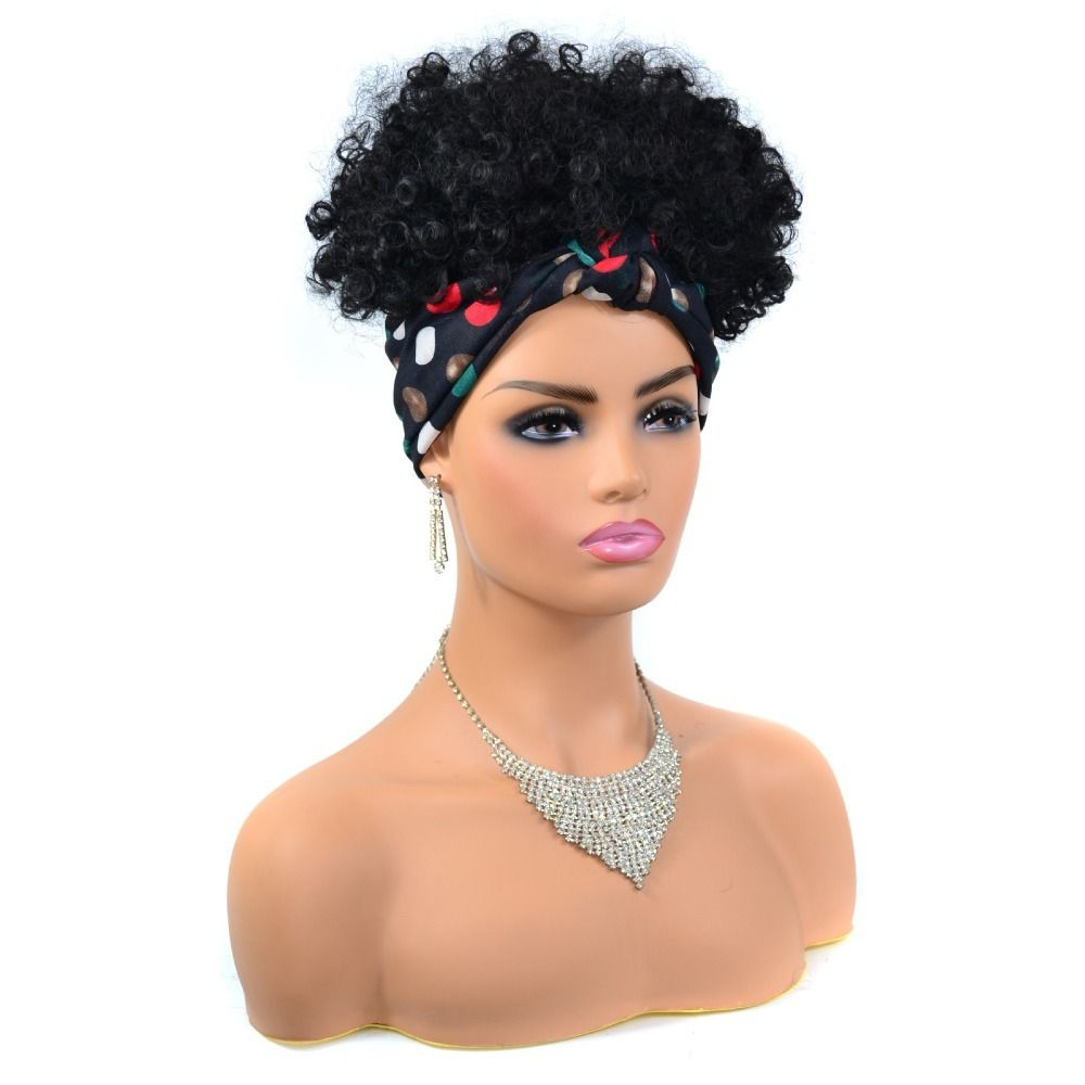 TopKiss Long Wavy Wig with Colorful Polka Dot Headband for Women, Half Head Hairpiece Local