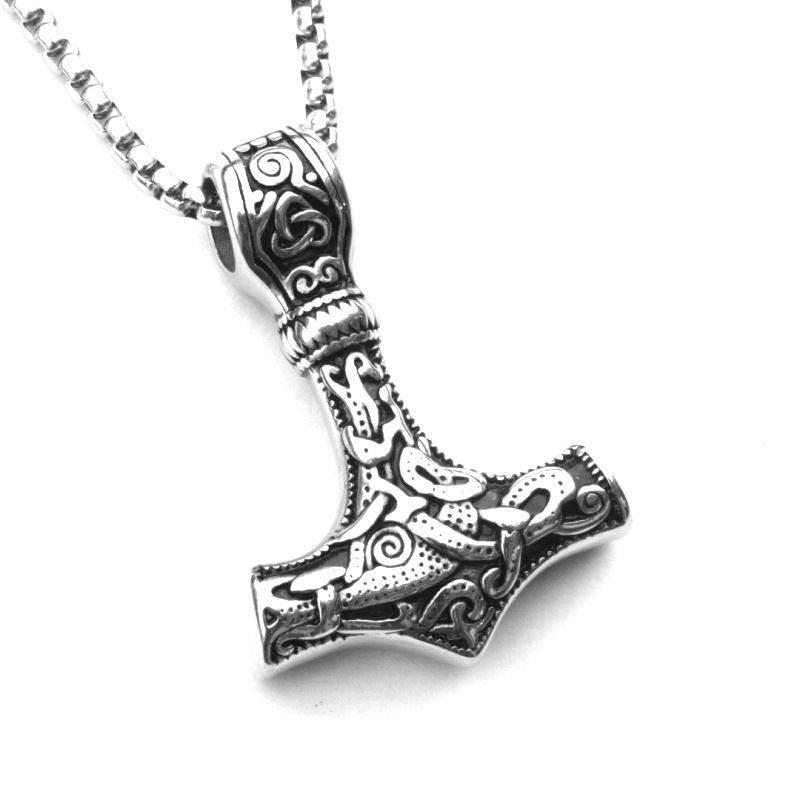 Necklace Personalized and Creative Titanium Steel Thor's Hammer Necklace Stainless Steel Jewelry CRRSHOP free shipping pendant necklace 60cm titanium steel chain