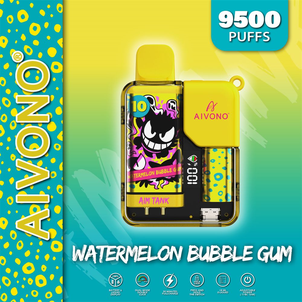 OEM Aivono Aim-Tank 9500 Puffs Child Lock with Adjustable Power E-Cigarette Disposable vape Pen 18ml 0% 2% 3% 5% Disposable Vape Pen