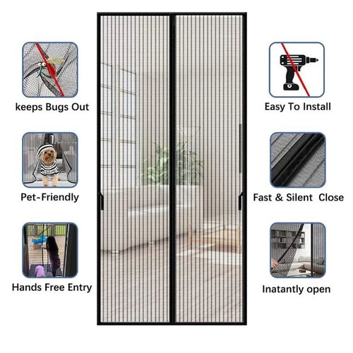 New Hot-Selling Wind Proof Mosquito Screen Door Net Curtain Anti Mosquito Mesh Fly Soft Magnetic Door Screen Curtains Mesh Magnetic Screen Door Fresh Air Flow & Keep Bugs Out-210cmX110cm
