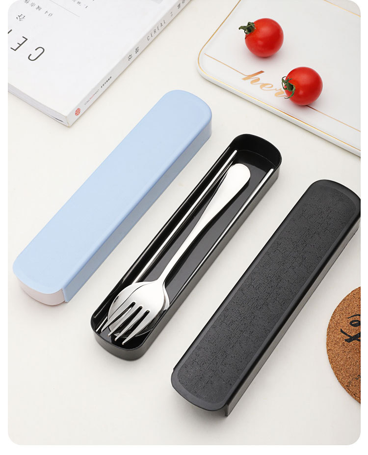 Travel Camping Cutlery Set Portable Tableware Stainless Steel Chopsticks Spoon Fork Steak Knife with Storage Case
