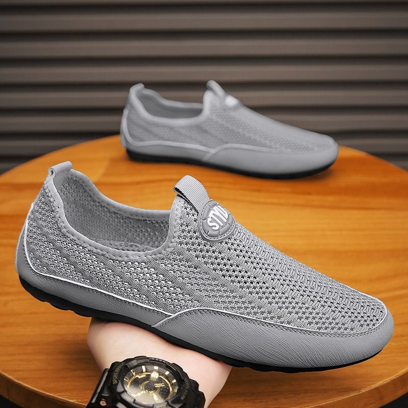 Permeable hollow men's shoes slip-on light casual shoes mesh men flying woven fashionable driving shoes SL-006