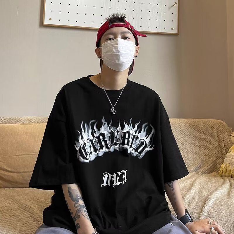 Men's Summer Fashion Hip Hop Short Sleeve T-Shirt Loose Graffiti T-Shirt