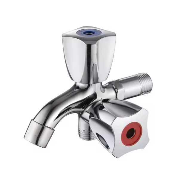 Wall Mounted Double Handle Two Way Wash Machine Water Tap - Dual Control Dual Handle Multi-function Faucet