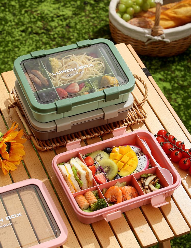 Lunch Box with Compartment Office Worker Light Portable Child Separate Meal Box Kitchen Dining Storage Travel To-Go Food Containers
