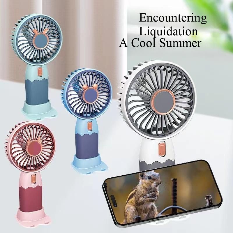 Portable USB desktop stand with built-in fan for charging, mini-sized outdoor fan