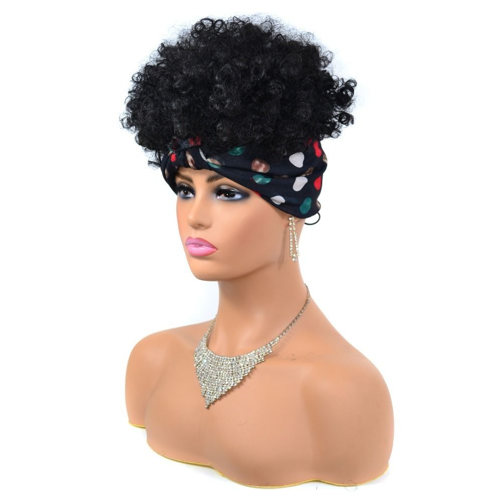 TopKiss Long Wavy Wig with Colorful Polka Dot Headband for Women, Half Head Hairpiece Local