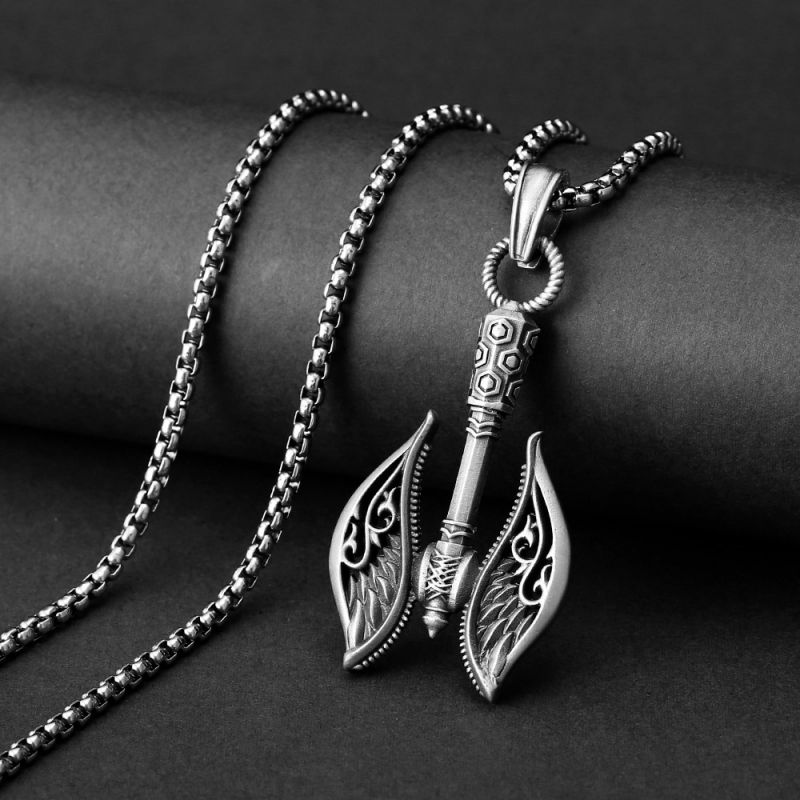 Necklace ，Titanium steel necklace, double axe Viking necklace, Gothic axe, pendant necklace