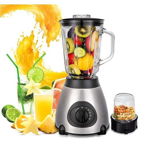 Multifunctional Blender Electric 1.5 L Glass  Mixer  5 Speed Levels - Silver