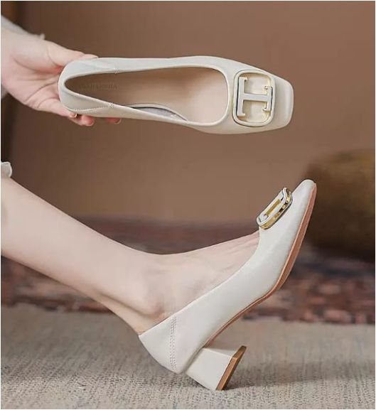 Pointed Toe Soft Leather  Casual Pumps High Heels Shoes Women Shoes For Women New Style
