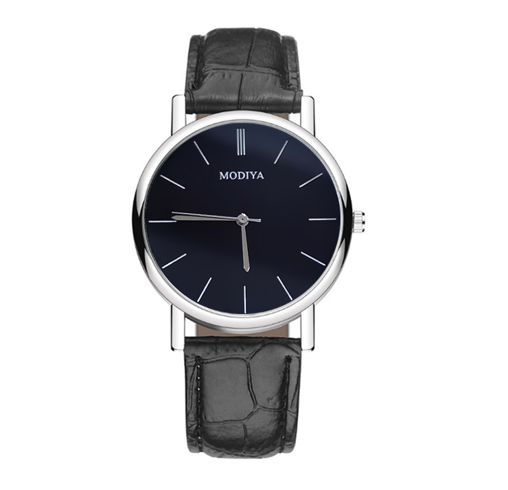 PD644-J Men's Fashion Minimalist Wrist Watch Stainless Steel Casual Analog Quartz Watch with Leather Strap
