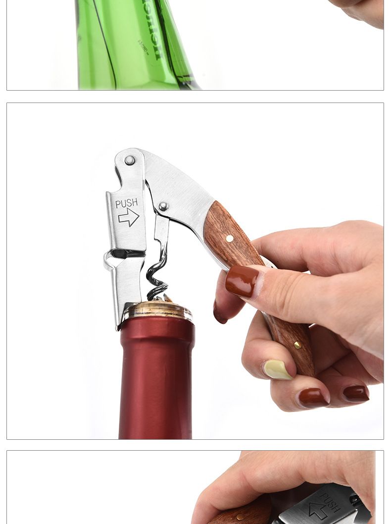 Creative Haima Knife Red Wine Bottle Opener Multi functional Stainless Steel Pear Wood Wine Beer Bottle Starter Wine Opener
