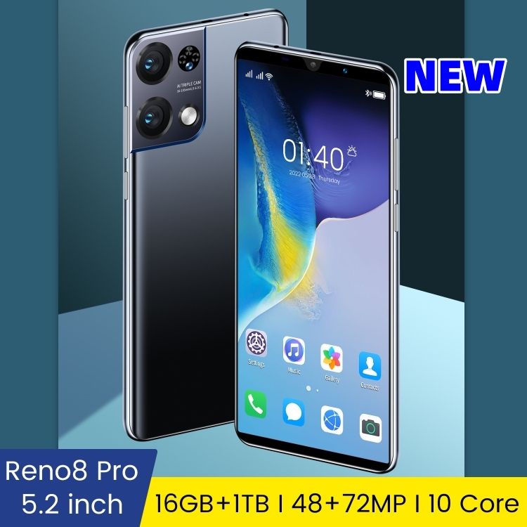 5G NEW on Reno8 Pro smartphone 16+1TB 5.2inch HD full screen front 48MP back 72MP 10 core 5000mAh 16GB + 1TB android 12 smart phone CRRSHOP GPS navigation high-quality high definition Large screen mobile phone