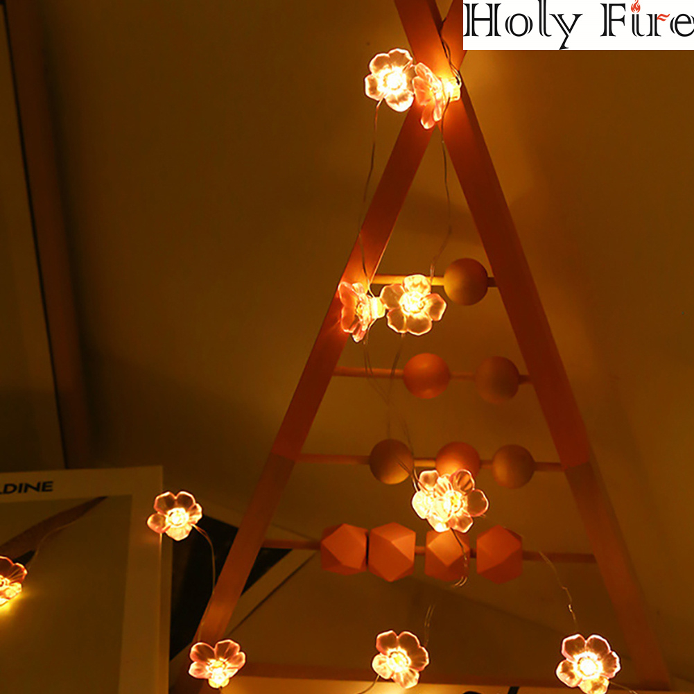 Holy Fire 20Leds 2m LED Lights Pink Cherry Blossom String Lights Christmas Holiday Party Decor Led Light Garland Sakura Hanging Light String