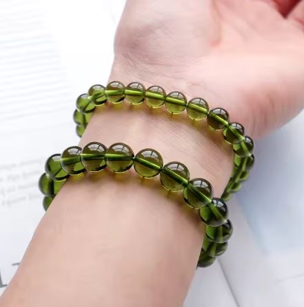 Healing Energy Crystal Bracelet Polished Moldavite Bracelets 8 10 12mm for Bracelets for Gift Beauty