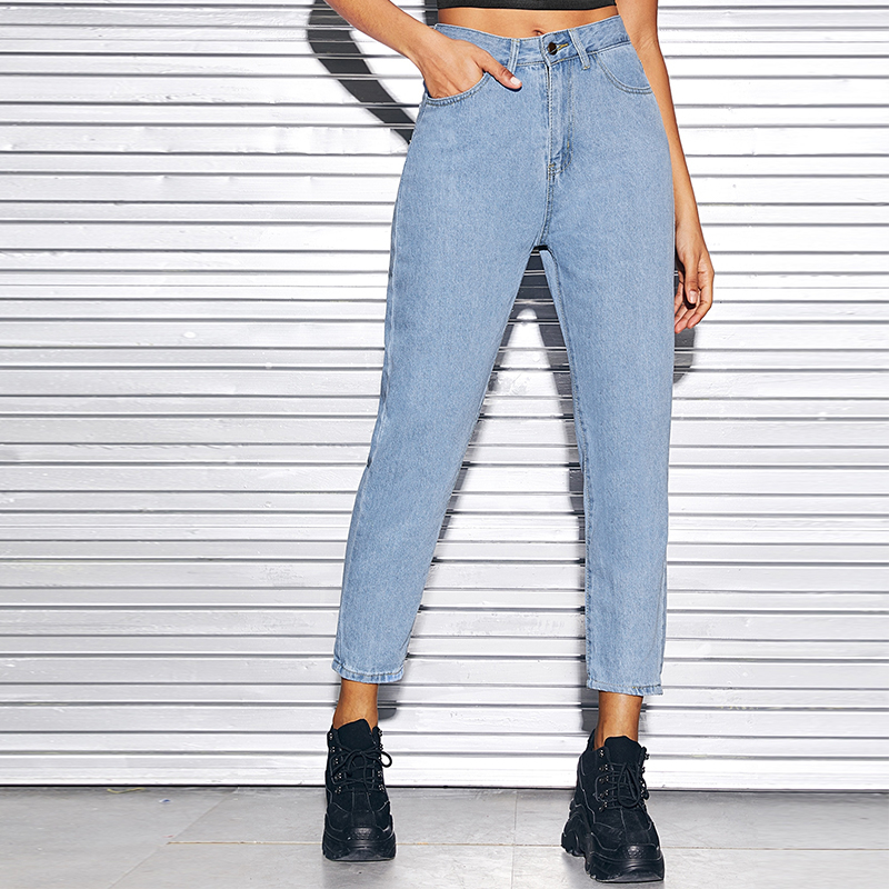 CL865-3 Women's High Waisted Straight Leg Mom Jeans