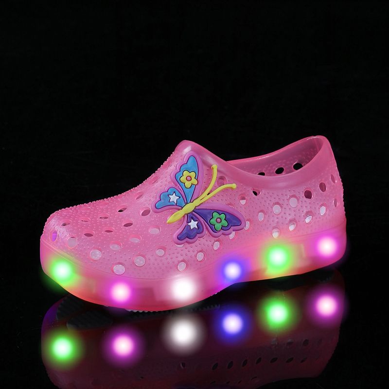 【Led Luminous】Children Kids Sandal And Slippers For Boys Girls Summer Breathable Sandles Baby Pink Fashion Crocs Jelly Shoes