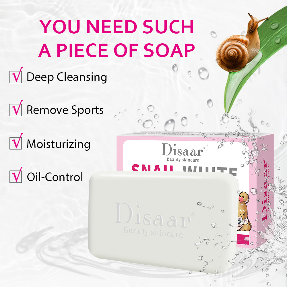 Disaar Snail Whitening Beauty Soap Deep Cleaning Remove Spot Moisturizing Organic Soap