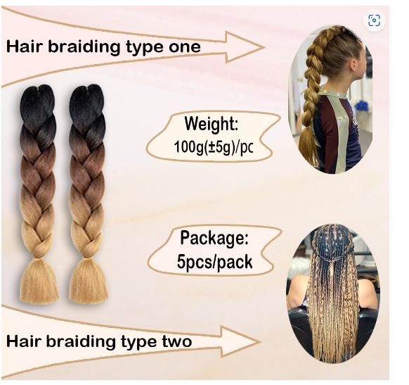 Obaasima Strands OS Ombre Braiding Hair 82" BY30 For Braid And Rasta / Black / Light Brown