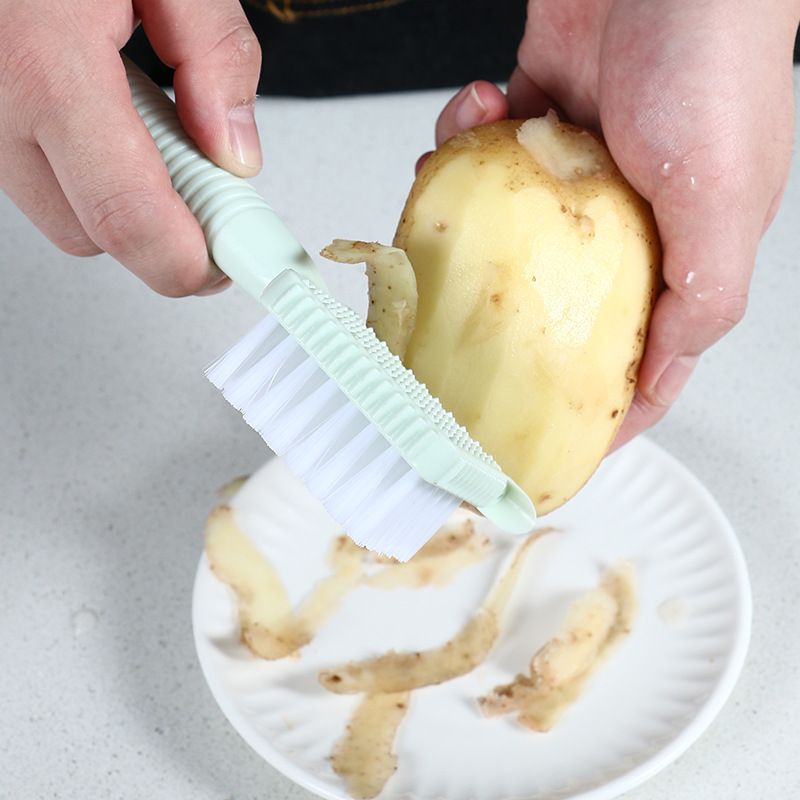 KM-1064 1Pcs Multi-function Fruit Vegetable Cleaning Brush 5 In 1 Peeler Corkscrew Garlic Grinder Potato Oysters Clean Brush Kitchen Tool