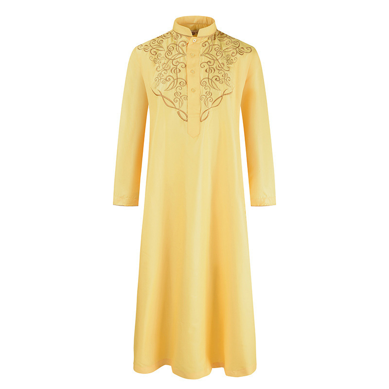 Muslim male liturgical robe CRRshop free shipping Eid al Fitr popular cassock Muslim Men's New Long Embroidery Middle Eastern Muslim Long Sleeve Foreign Trade Loose Gown