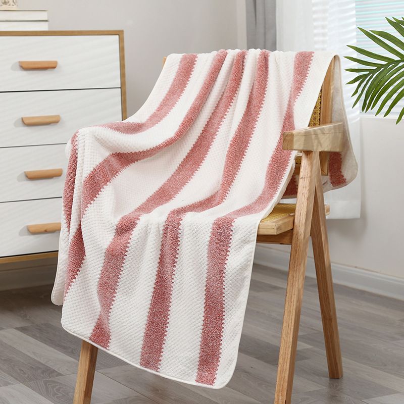 New Household Bath Towel Coral Plush Striped Bath Towel