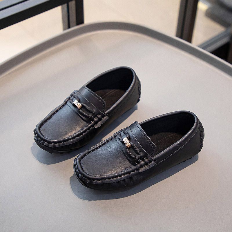 Loafer Kid Children's Loafers New Small Leather Shoes Fashion Shoes for Boys Girls Knitted Breathable Lightweight Loafersblack