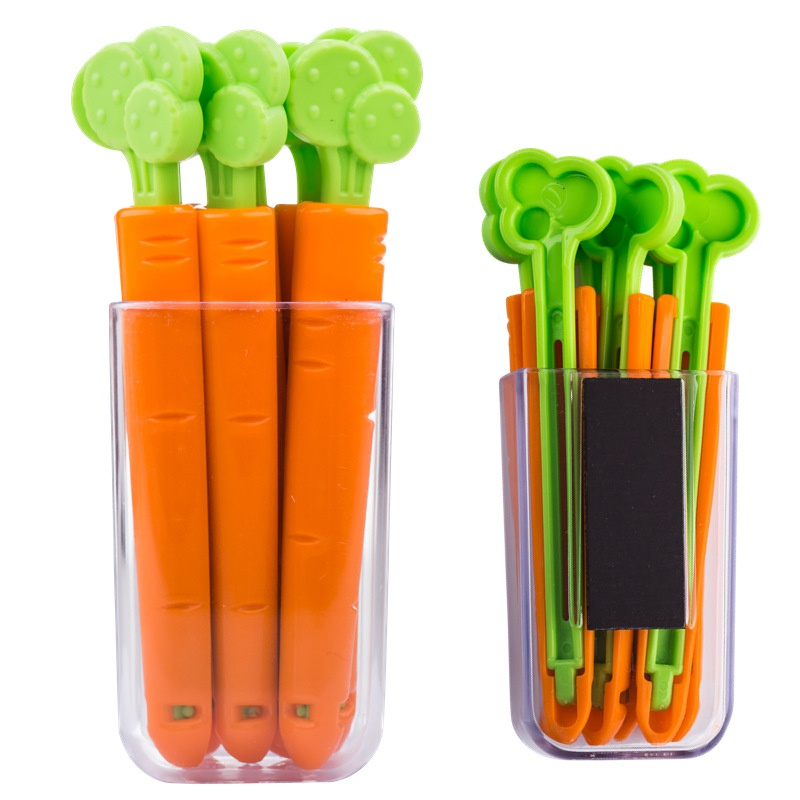 5PC Sealing Tongs Food Bag Closure Clip Cartoon Carrot Shape Moisture-Proof Clamp Fresh Keeping Sealing Clip Kitchen Accessories