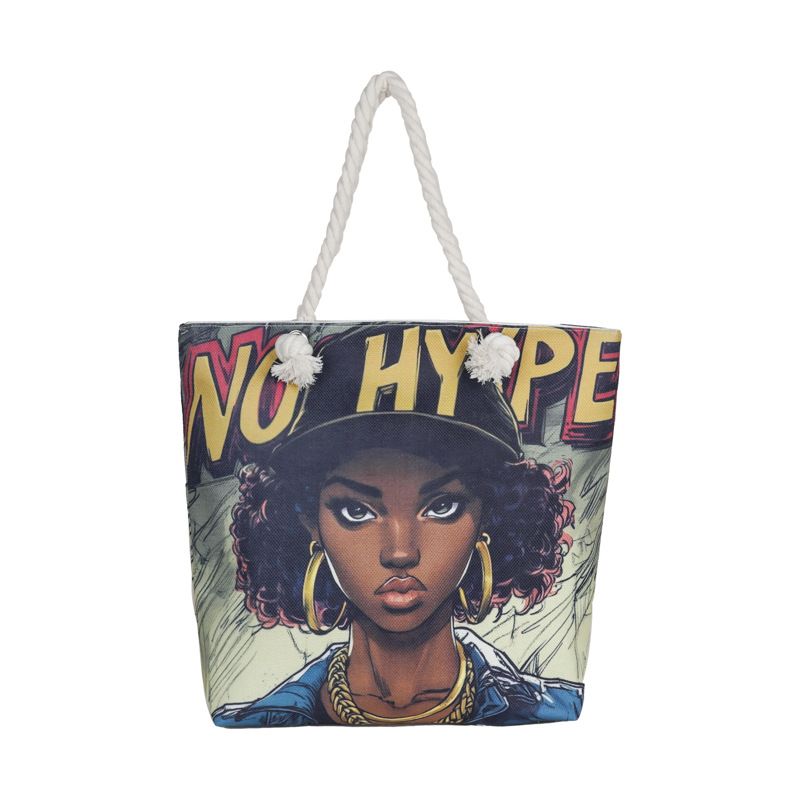 Miss DG Painting hand bag Cartoon canvas bag Large capacity Beauty Tote bag Shopping shoulder bagstyle3