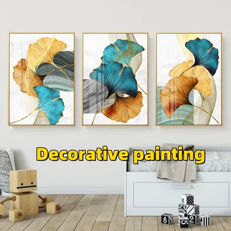 Decorative Painting Colorful art ginkgo leaves, canvas painting, home living room, decoration waterproof Oil canvas Painting 