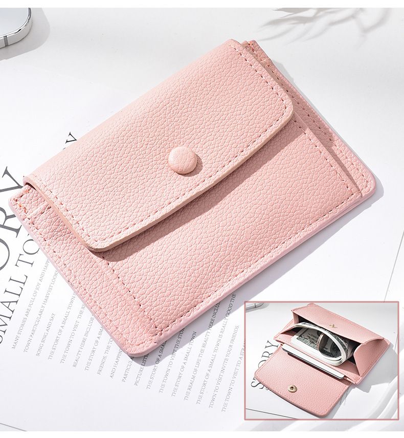 027-2 Women's New Thin Multi-Card Wallet Exquisite Solid Color Storage Bag