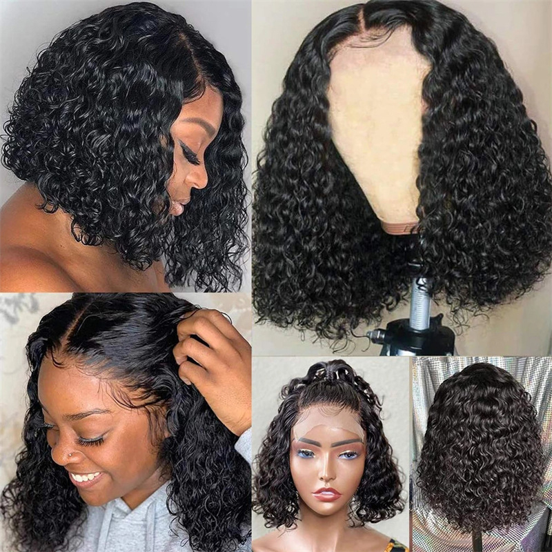 Fashion Short Popular Trend Black Wig Full Head Hair Short Hair Female Front Lace African Small Curly Wigs Full Headgear Makeup