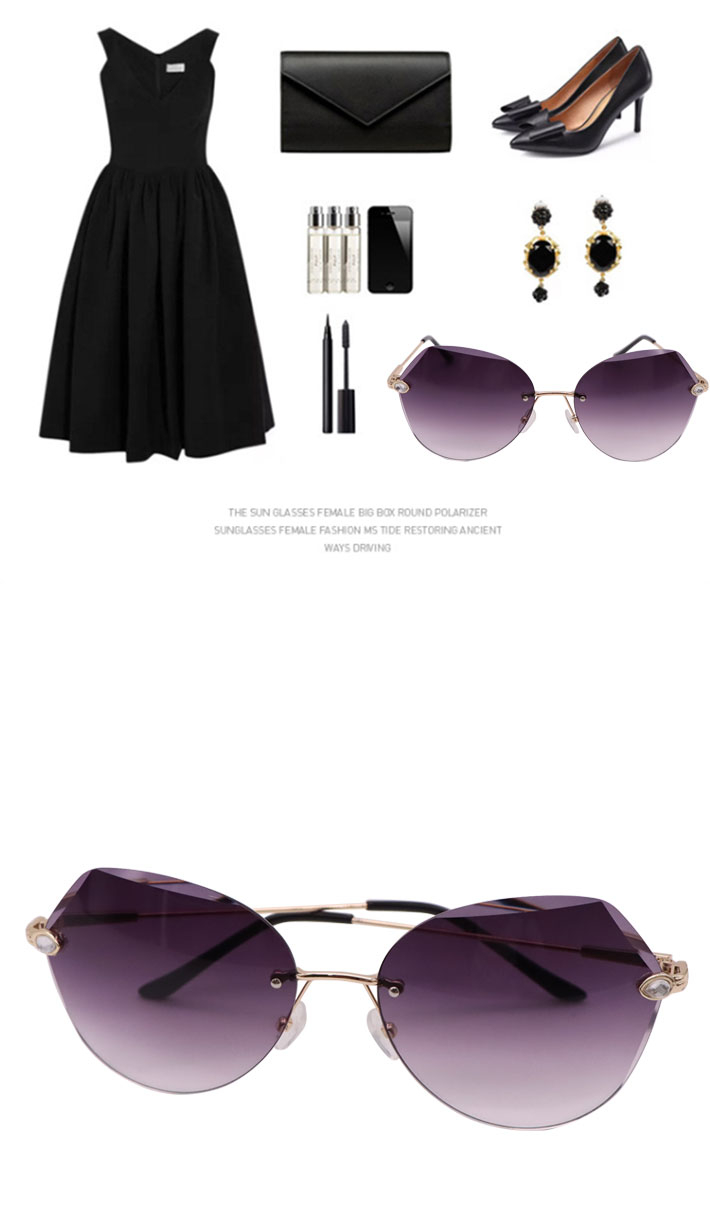 8989 Square Rimless Sunglasses Women Brand Designer Rhinestone Polygon Ladies Sunglasses Trimming Irregular