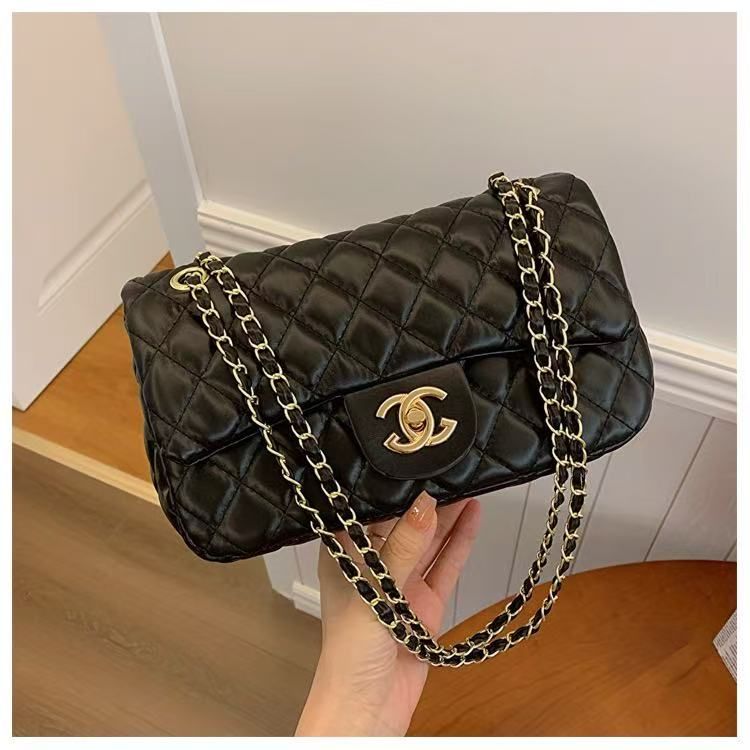Cross-border new women's bag 2023 new simple fashion diamond small fragrance style one-shoulder cross-body bag small bagblack