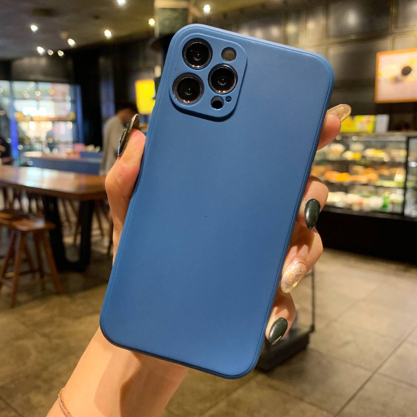 Royal Blue Luxury Soft TPU Silicone Phone Case for iPhone 11 12 13 14 Pro Max Mini Matte Texture Full Camera Protection Cover
