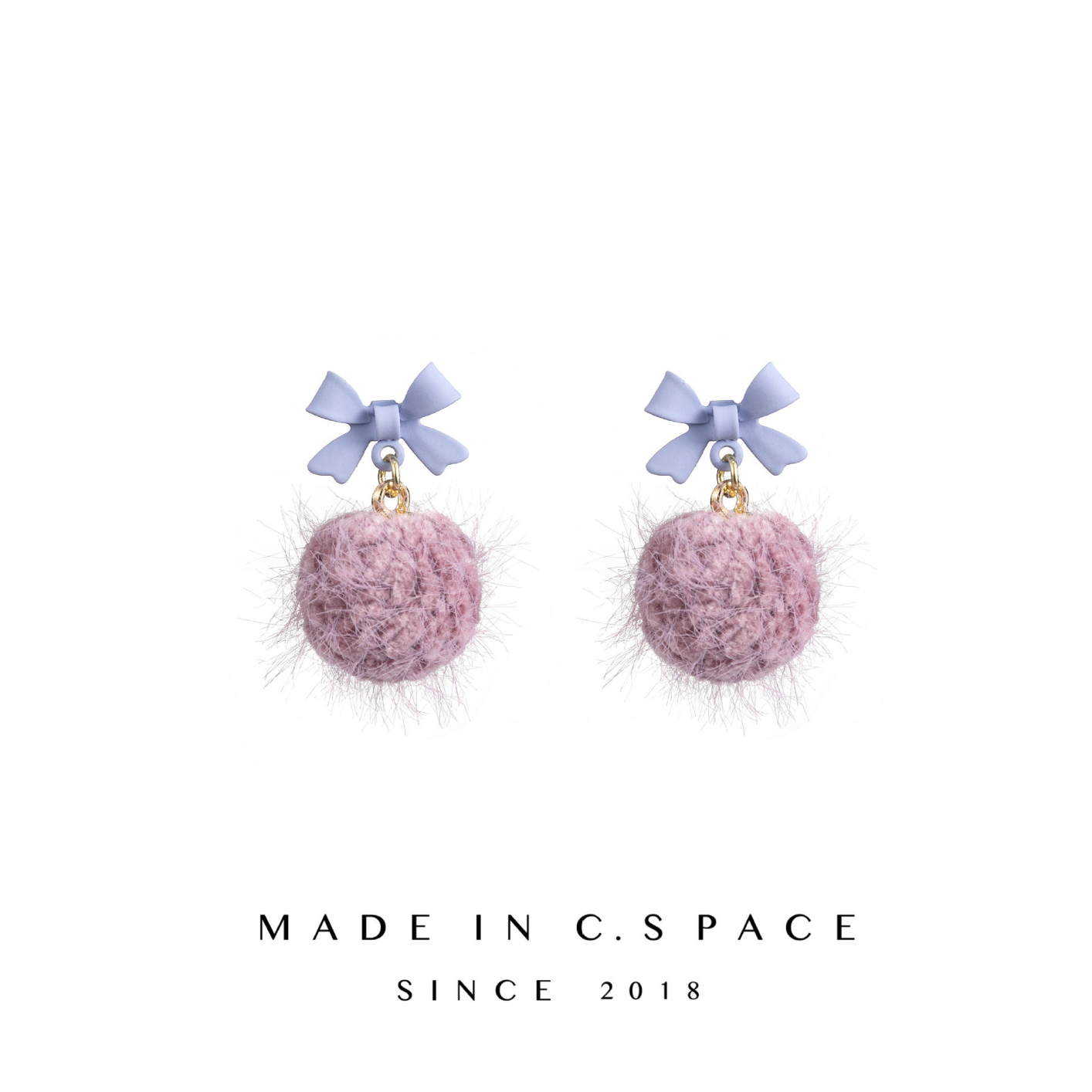 Women Cute Bow Hairball Stud Earrings Jewelry Gift