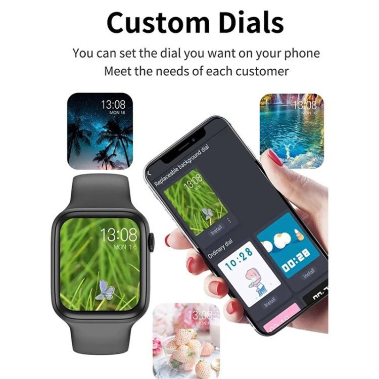 Smart Bracelet T900 PRO MAX smartwatch Bluetooth call CRRSHOP Smart Watch  1.8" HD large screen black silvery grey pink blue watch rotate button free shipping