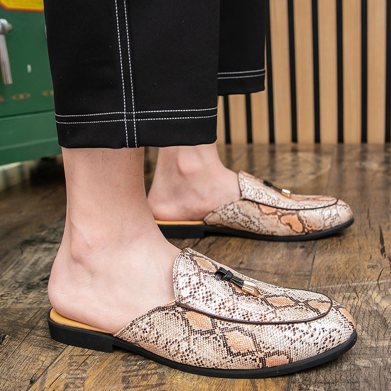 Youth Men Leisure Cool Mules Man Summer Slippers Fashion Casual Leather Loafers Flats Shoes Pu Breathable Slip On Footwears For