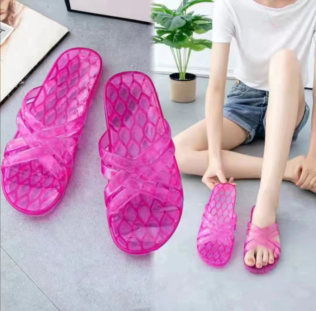 603 Summer Crystal Jelly Transparent Slippers Women's Indoor Fruit Tone Soft Bottom Deodorant Non-slip Wear-resistant Couple Shoes